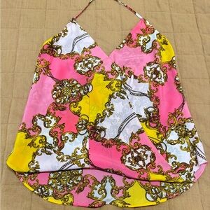 Victoria's Secret Halter Top Blouse Backless  100% Silk VS Size XS Pink